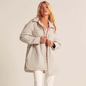 Mid-Length Unquilted Nylon Shirt Jacket 🤍